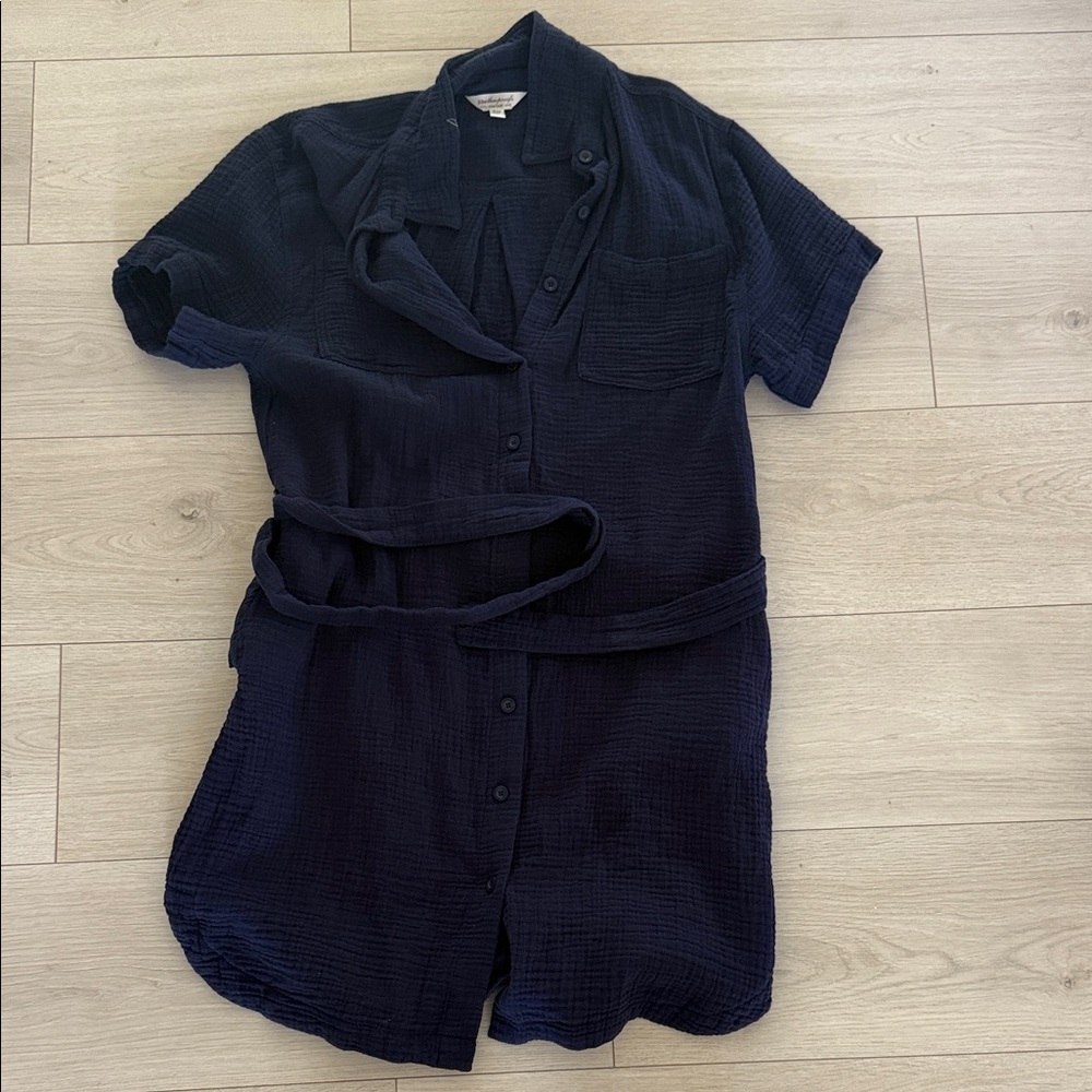 Weatherproof Vintage Navy Textured Button Romper